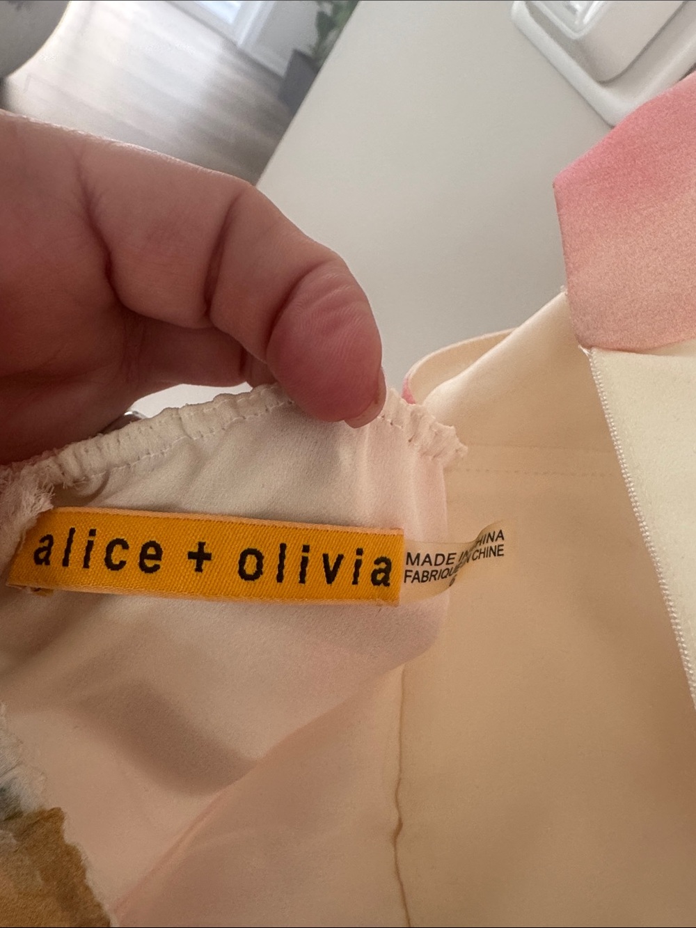 Alice + Olivia Pink and Cream Watercolor Maxi Dress - Picture 3 of 7